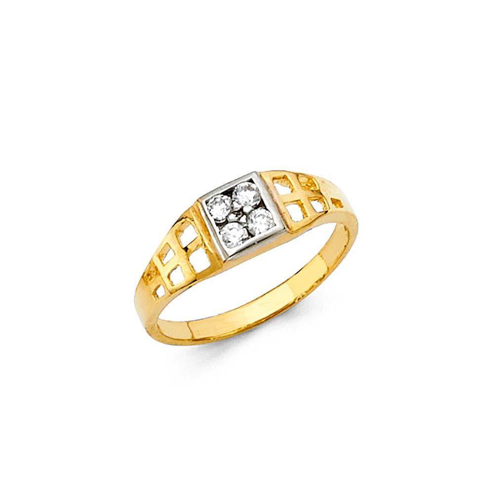 14K Yellow Gold 5mm CZ Babies Ring - silverdepot