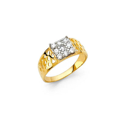 14K Yellow Gold 6mm CZ Babies Ring - silverdepot