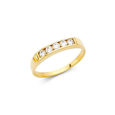 14K Yellow Gold 2mm CZ Babies Ring - silverdepot