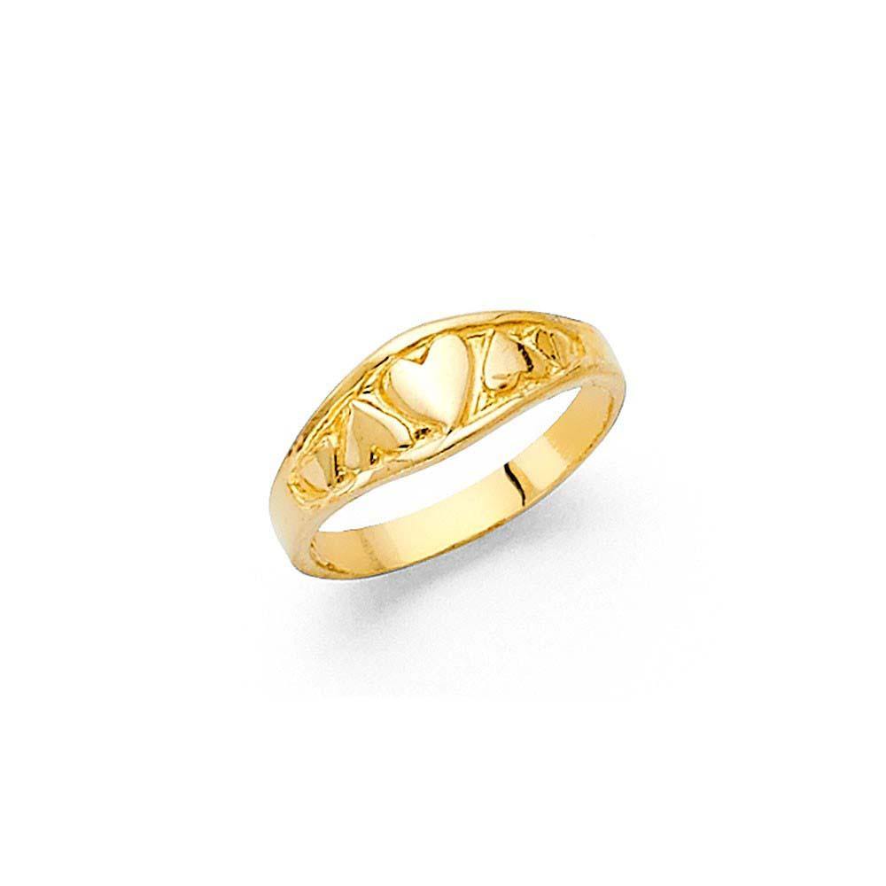 14K Yellow Gold 5mm CZ Heart Shape Babies Ring - silverdepot