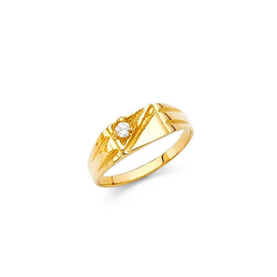 14K Yellow Gold 4mm CZ Babies Ring - silverdepot