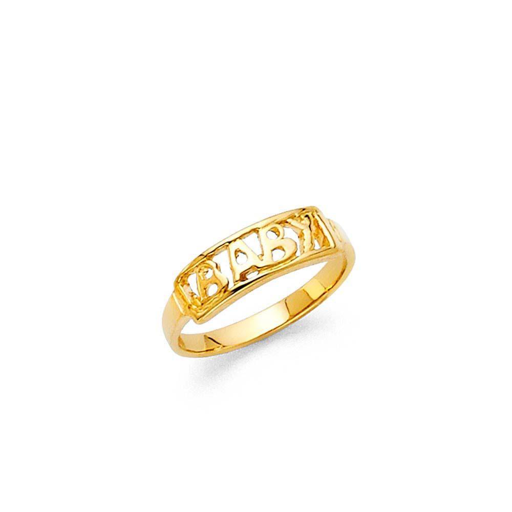 14K Yellow Gold 4mm CZ Babies Ring