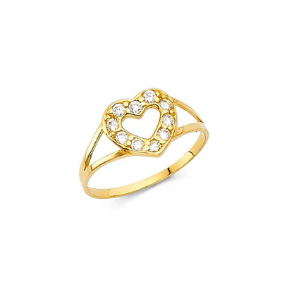14K Yellow Gold 8mm CZ Heart Shape Babies Ring - silverdepot