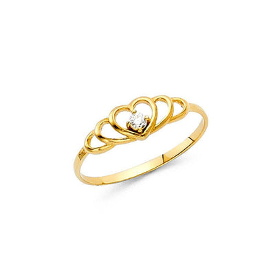 14K Yellow Gold 5mm CZ Heart Shape Babies Ring - silverdepot