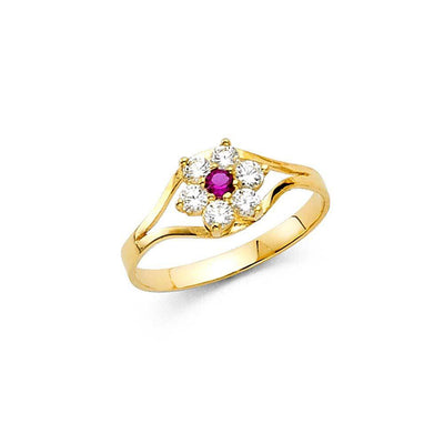 14K Yellow Gold 6mm CZ Flower Shape Babies Ring - silverdepot