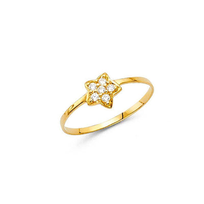 14K Yellow Gold 5mm CZ Star Shape Babies Ring - silverdepot