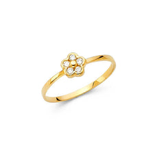 Load image into Gallery viewer, 14K Yellow Gold 6mm CZ White Flower Shape Babies Ring - silverdepot