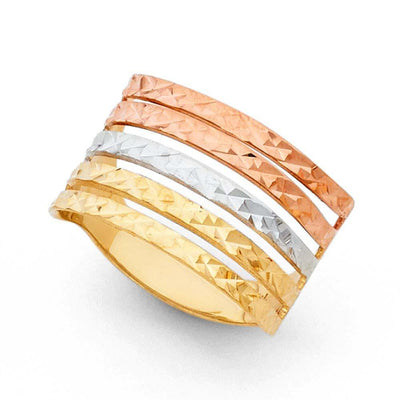 14K Tri Color 15mm Semanario Ring - silverdepot