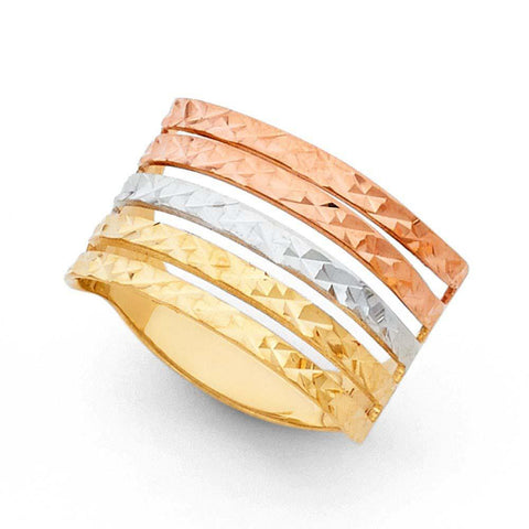 14K Tri Color 15mm Semanario Ring