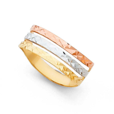 14K Tri Color 7mm Semanario Ring - silverdepot