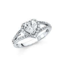 Load image into Gallery viewer, 14K White Gold Polished Clear CZ Engagement Ring