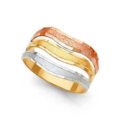 14K Tri Color 11mm Semanario Ring - silverdepot