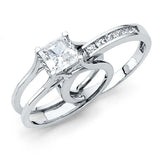 14K White Gold Polished Clear CZ Engagement Ring