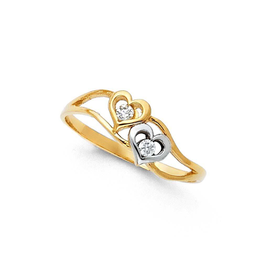 14K Yellow Gold 7mm Clear CZ Semanario Ring - silverdepot