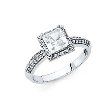 Load image into Gallery viewer, 14K White Gold Polished Clear CZ Engagement Ring