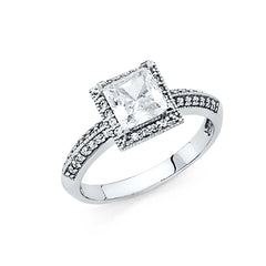 14K White Gold Polished Clear CZ Engagement Ring