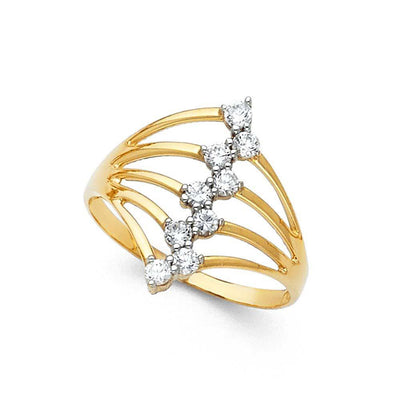 14K Yellow Gold 17mm Clear CZ Semanario Ring - silverdepot