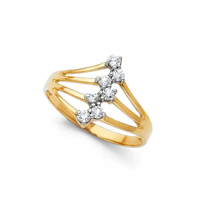 14K Yellow Gold 13mm Clear CZ Semanario Ring - silverdepot