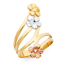 Load image into Gallery viewer, 14K Tri Color 27mm Fancy Assorted Flower Ring - silverdepot