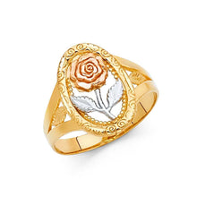Load image into Gallery viewer, 14K Tri Color 16mm Assorted Fancy Flower Ring - silverdepot
