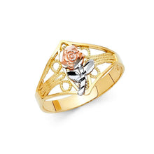 Load image into Gallery viewer, 14K Tri Color 12mm Assorted Fancy Flower Ring - silverdepot