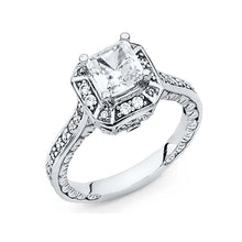 Load image into Gallery viewer, 14K White Gold Polished Clear CZ Engagement Ring