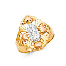 Load image into Gallery viewer, 14K Tri Color 19mm Our Lady of Guadalupe Ring - silverdepot