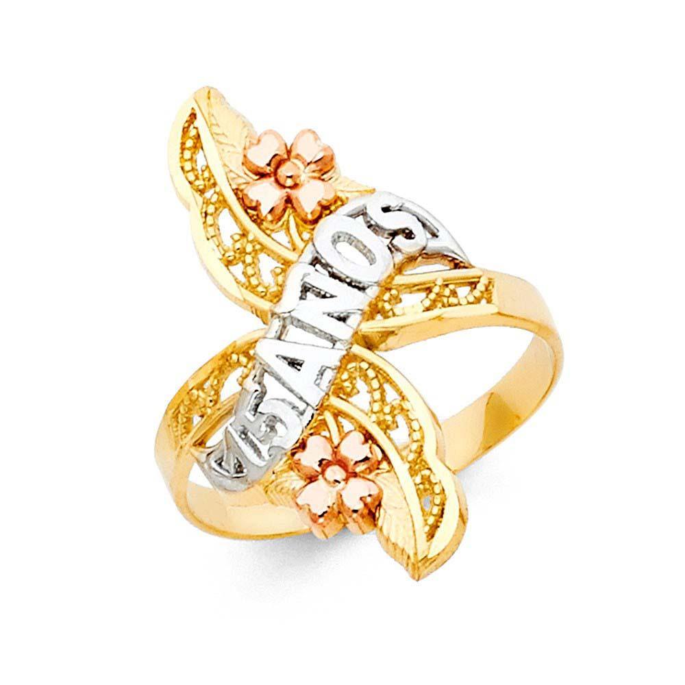 14K Tri Color 25mm 15 Years Ring - silverdepot