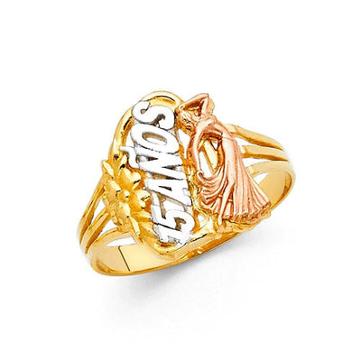 14K Tri Color 15mm 15 Years Ring - silverdepot