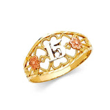 14K Tri Color 11mm 15 Years Ring