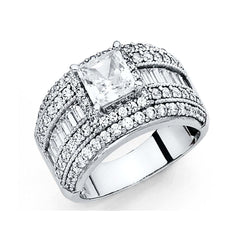14K White Gold Polished Clear CZ Engagement Ring