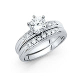 14K White Gold Round 3mm CZ Ladies Wedding Ring--Wedding Band and Engagement Ring are sold separately