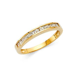 14K Yellow Gold 2mm Clear CZ Ladies Wedding Band