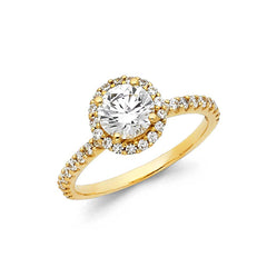14K Yellow Gold 1.5mm Round CZ Engagement Ring