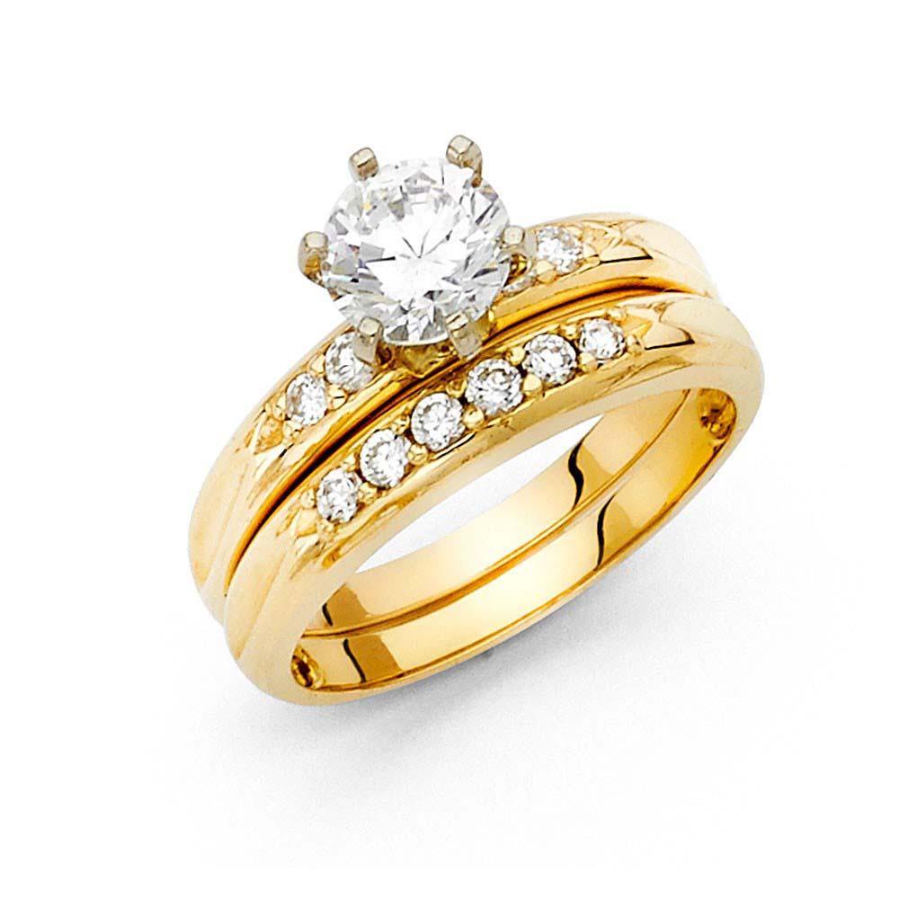 14K Yellow Gold Round 3mm CZ Ladies Wedding Ring--Wedding Band and Engagement Ring are sold separately