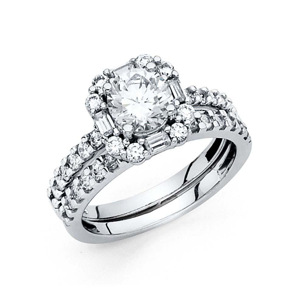 14K White Gold Round 3mm CZ Ladies Wedding Ring--Wedding Band and Engagement Ring are sold Separately