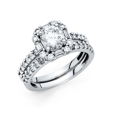 14K White Gold Round 3mm CZ Ladies Wedding Band Only - silverdepot