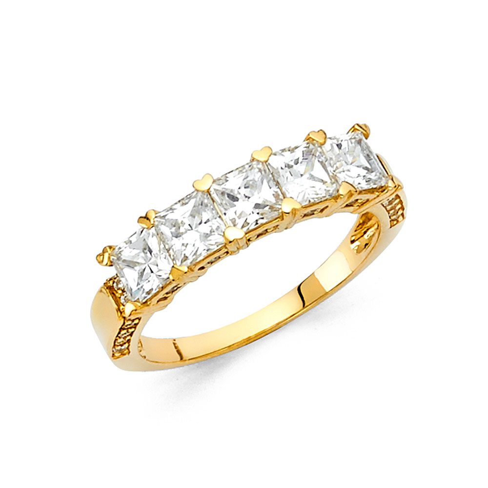 14K Yellow CZ Ladies Wedding Band