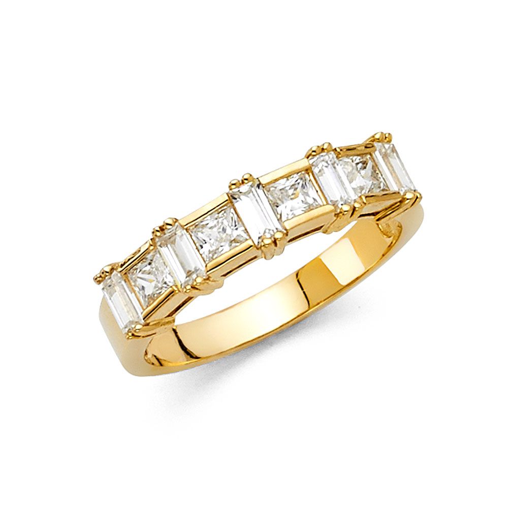 14K Yellow CZ Ladies Wedding Band