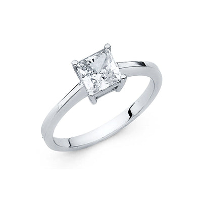 14K White CZ Engagement Ring