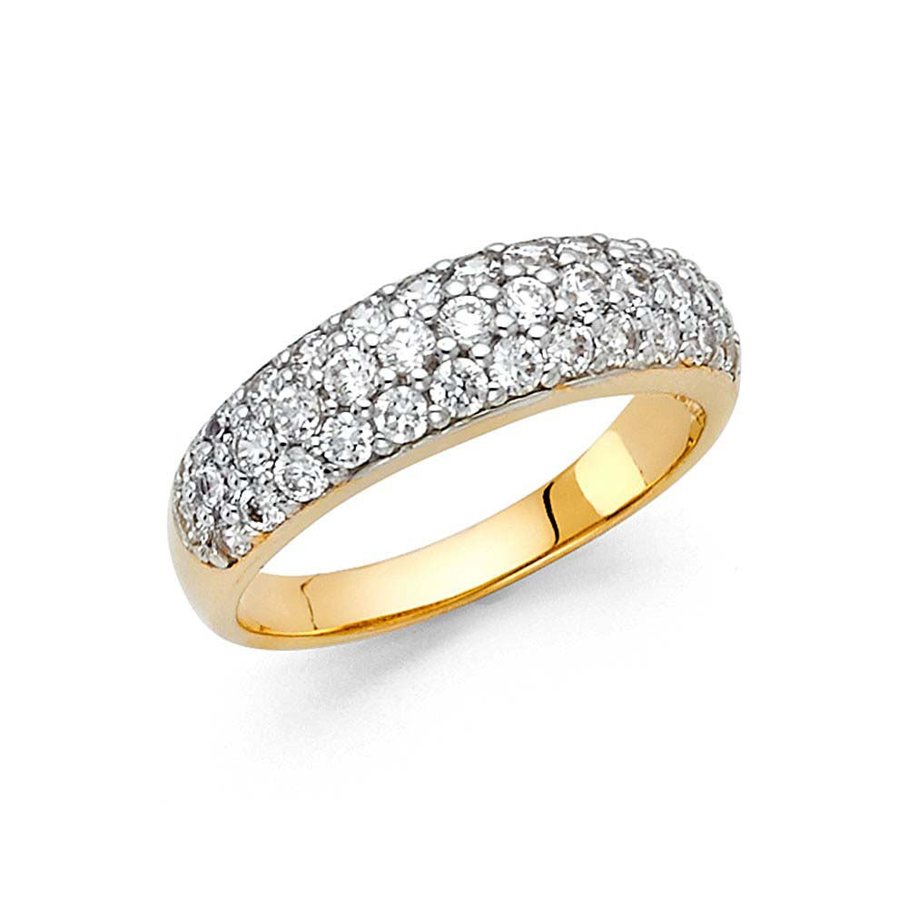 14K Yellow Gold 5.5mm Clear CZ Ladies Wedding Band