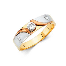 Load image into Gallery viewer, 14K Tri Color 6mm CZ Wedding Trio Mens Band Sets