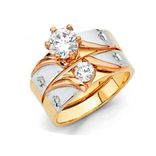 Load image into Gallery viewer, 14K Tri Color 5mm CZ Wedding Trio Ladies Wedding Ring--Wedding Band and Engagement Rings are sold Separately