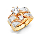14K Tri Color 5mm CZ Wedding Trio Ladies Wedding Ring--Wedding Band and Engagement Rings are sold Separately