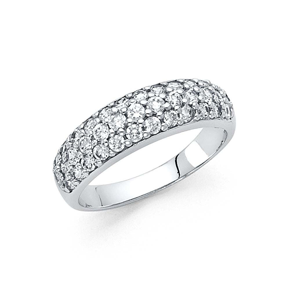 14K White Gold 5.5mm Clear CZ Ladies Wedding Band