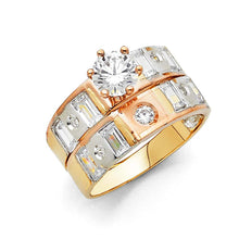 Load image into Gallery viewer, 14K Tri Color Gold 4mm CZ Ladies Wedding Ring--Wedding Band and Engagement Rings are sold Separately