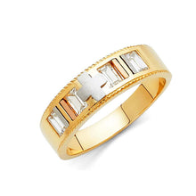 Load image into Gallery viewer, 14K Tri Color Gold 6mm CZ Men&#39;s Band