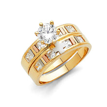 Load image into Gallery viewer, 14K Tri Color Gold 4mm CZ Ladies Wedding Ring--Wedding Band and Engagement Rings are sold Separately