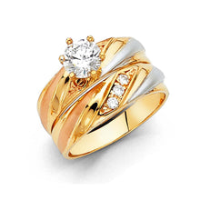 Load image into Gallery viewer, 14K Tri Color 5mm CZ Wedding Trio Ladies Wedding Ring--Wedding Band and Engagement Rings are sold Separately