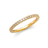 14K Yellow Gold 2mm Clear CZ Ladies Wedding Band